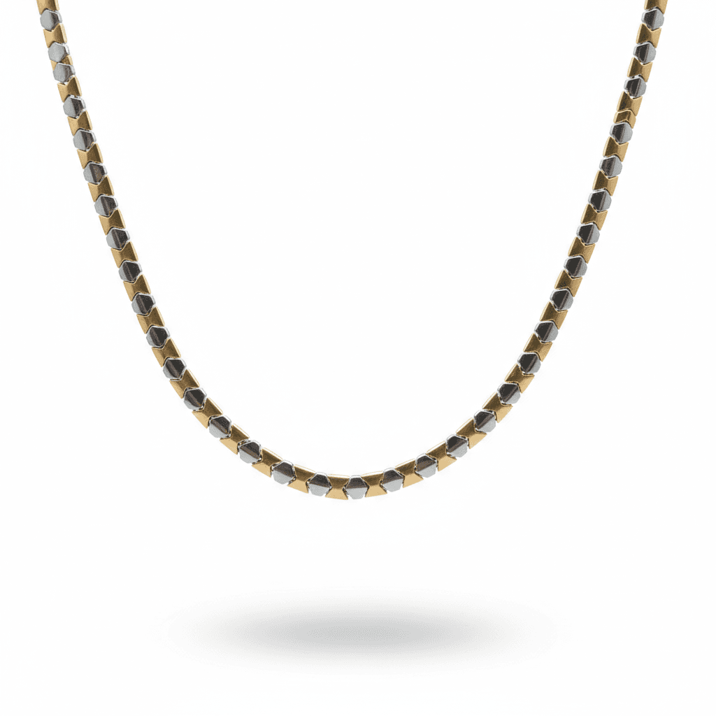 Stylish two-tone silver chain (C+T22)