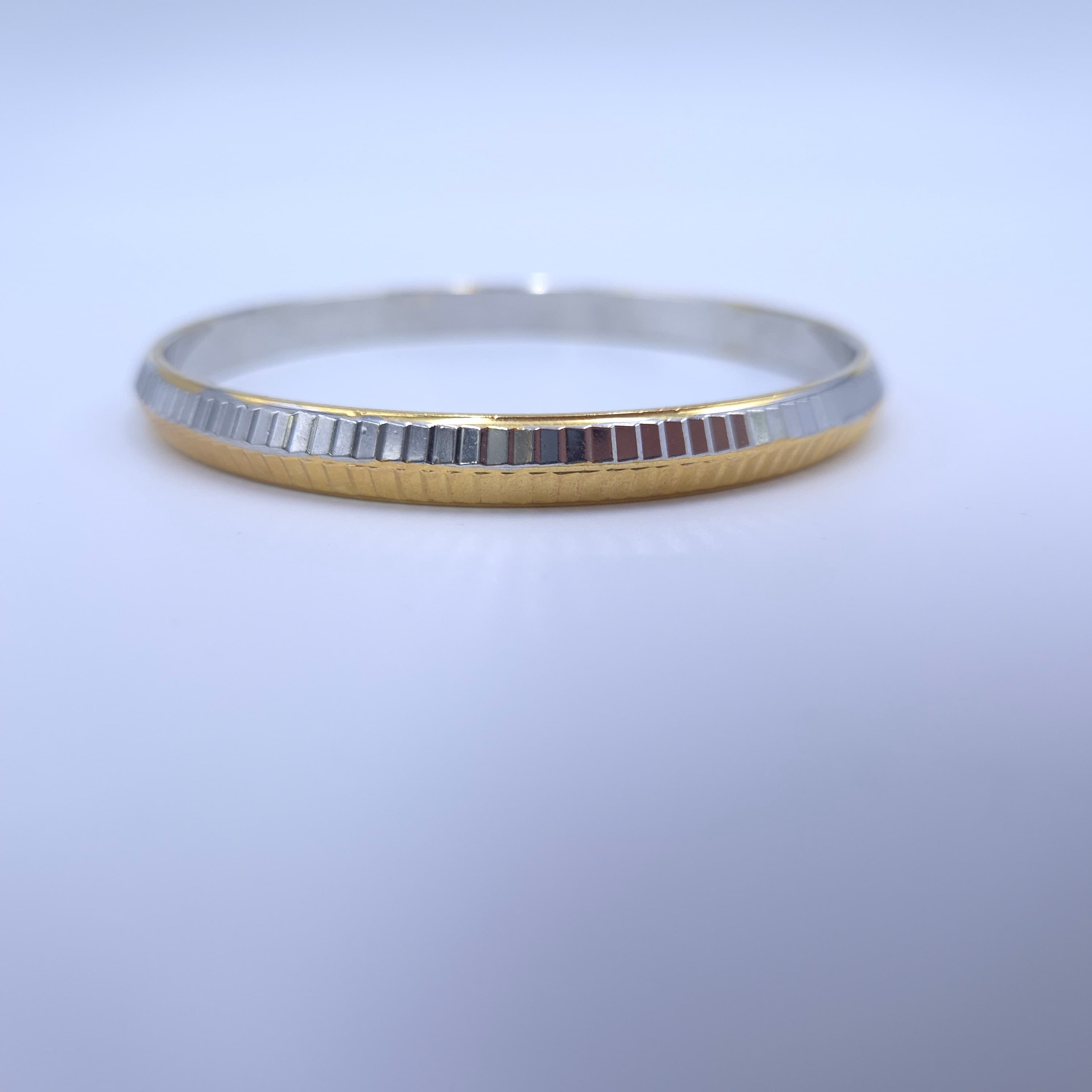 Dual Tone Ribbed Edge Silver Kada TTKADA7