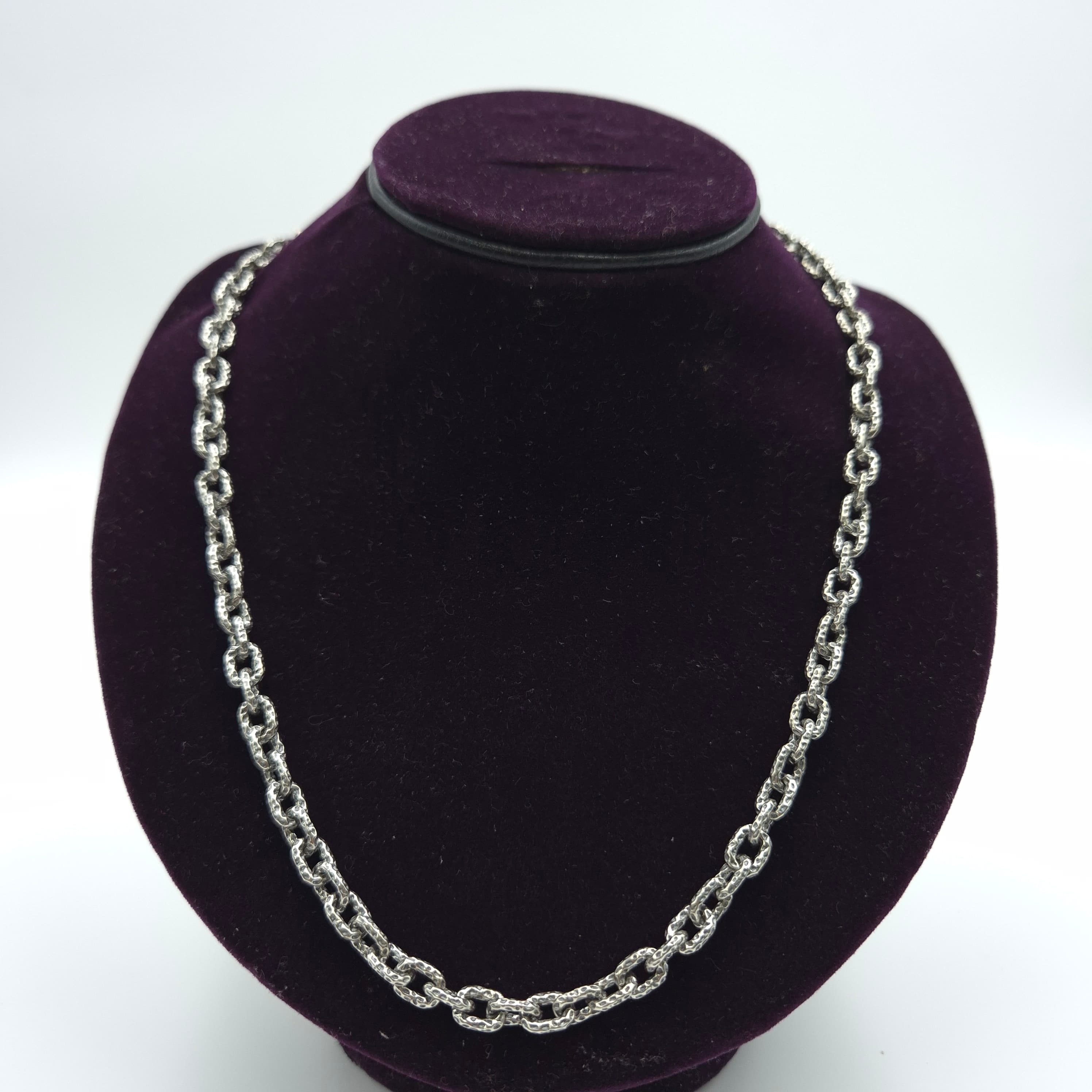 Textured Oval Link Sterling Silver Chain (CIS37)