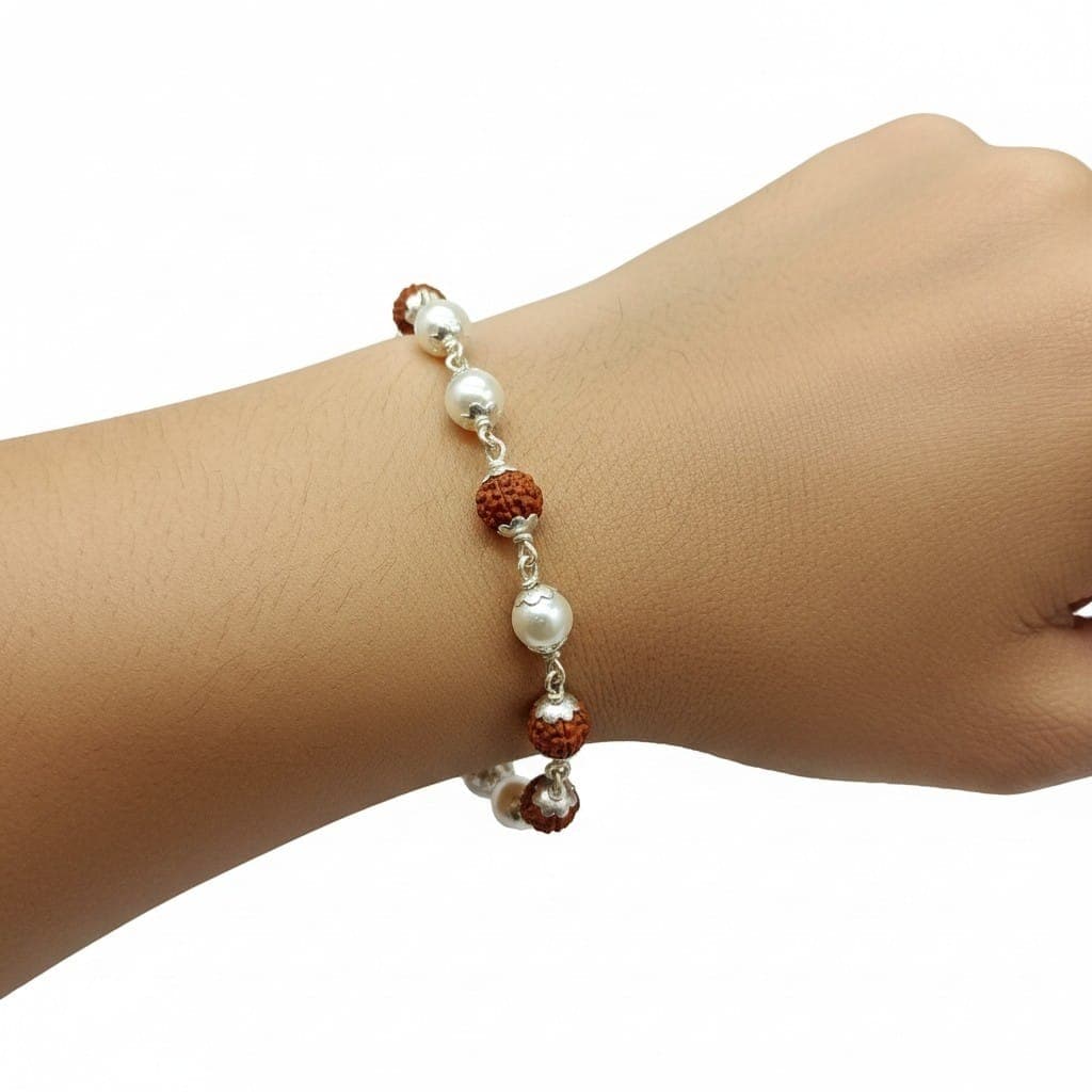 RAKHI MENS RUDRAKSHA SILVER 750 PURITY-(RM75-78=RM75-84)